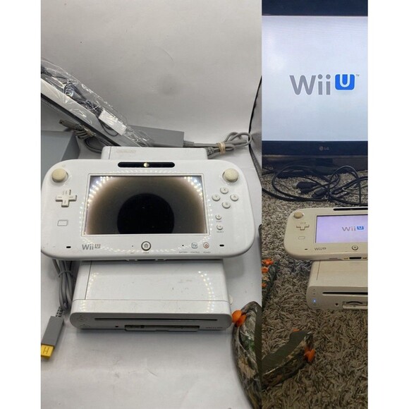 Nintendo Wii U White 8GB Gamepad Wiimote Sensor Cords Tested Authentic WiiU - Picture 1 of 7